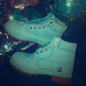 New Teal color timberland boots